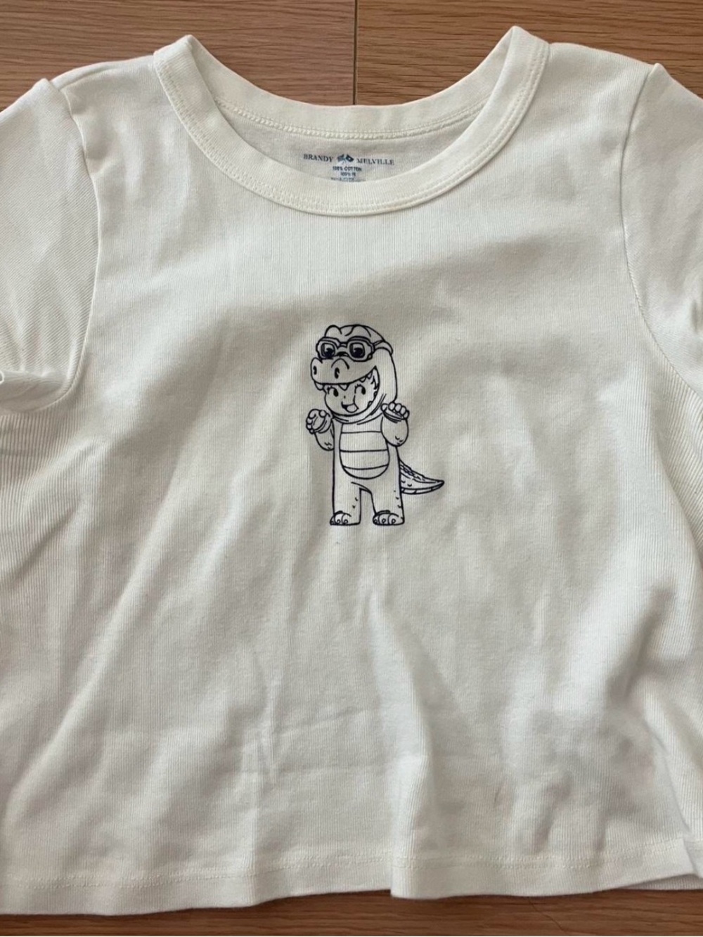 Brandy Melville Tee with Navy Dino Outline